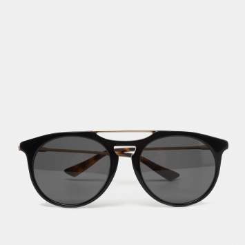 Pre Owned Gucci Black GG0320S Round Sunglasses