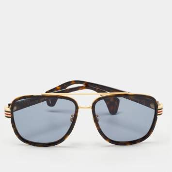 Pre Owned Gucci Dark Brown/Gold GG04448S Square Sunglasses