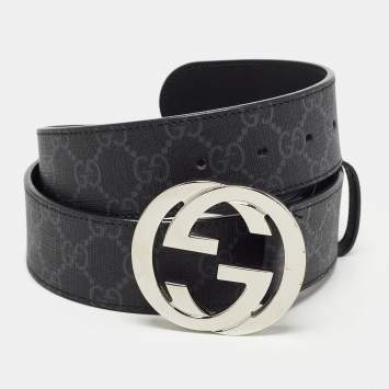 Gucci Black Supreme Canvas Interlocking G Belt 90CM
