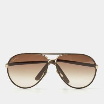 Pre Owned Gucci Brown Gradient Covered Aviator Sunglasses