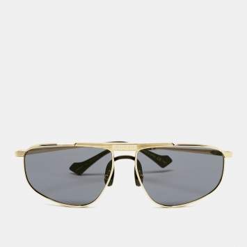 Pre Owned Gucci Black/Gold Metal Frame Aviator Sunglasses