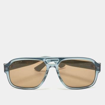 مملوكة مسبقًا Gucci Blue/Brown GG0925S Rectangle Sunglasses