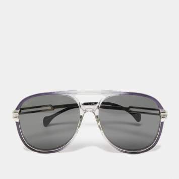 Pre Owned Gucci White/Black GG1104S Aviator Sunglasses