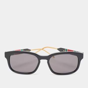 مملوكة مسبقًا Gucci Black GG0602S Web Square Sunglasses