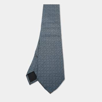 Pre Owned Gucci Blue Patterned Silk Tie