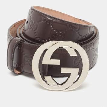 Pre Owned Gucci Brown Guccissima Leather Interlocking G Buckle Belt 110 CM