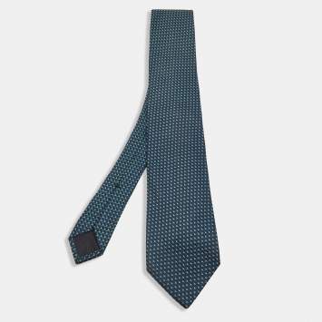 Pre Owned Gucci Teal Blue Patterned Silk  Tie