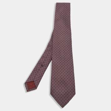 Pre Owned Gucci Burgundy Jacquard Silk Tie