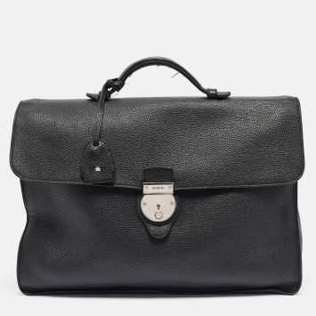 Pre Owned Gucci Black Soft Leather Business Briefcase
