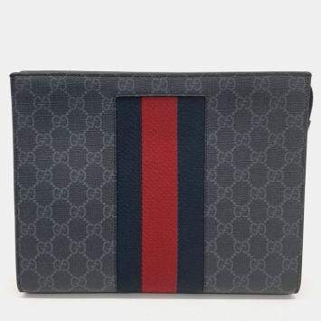 Pre Owned Gucci GG Supreme Web Pouch