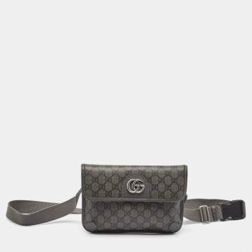 Pre Owned Gucci Grey GG Supreme Canvas Small Ophidia Belt Bag
