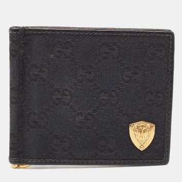 Pre Owned Gucci Black GG Canvas Hysteria Money Clip Wallet