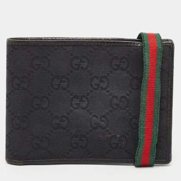 Gucci Black GG Canvas Web Bifold Wallet