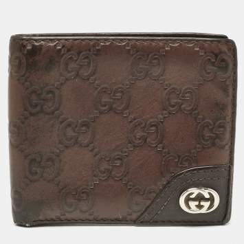 Gucci Brown Guccissima Leather Interlocking G Bifold Wallet