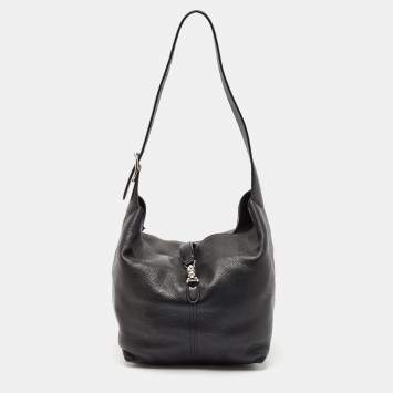 Pre Owned Gucci Black Leather Jackie 1961 Shoulder Bag
