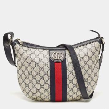 Pre Owned Gucci Blue GG Supreme Canvas Small Ophidia Crossbody Bag