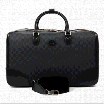 Pre Owned Gucci Black Interlocking GG Supreme Duffel Bag
