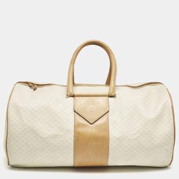 Pre Owned Gucci Light Beige/Tan Micro GG Supreme Canvas Duffle Bag