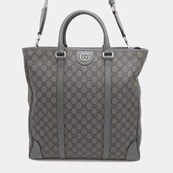 Gucci Gray GG Supreme Canvas and Leather Ophidia Tote Bag