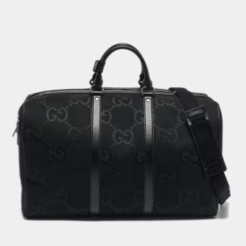 Gucci Black Jumbo GG Canvas Large Duffel Bag