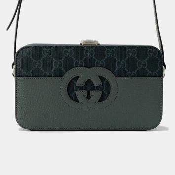 Gucci Grey/Black Cutout Interlocking G Shoulder Bag 