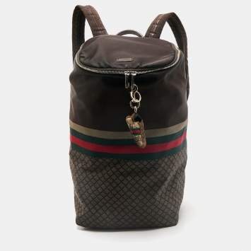 Gucci Brown Diamante Nylon Web Backpack
