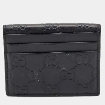 Gucci Black Guccissima Leather Bifold Card Holder 