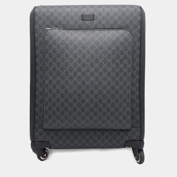 Gucci GG Supreme Black PVC Leather Suitcase 