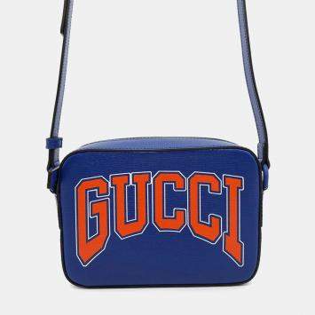 Gucci Interlocking G Print Blue Leather Crossbody Bag