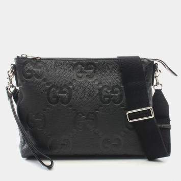 Gucci Jumbo GG Black Leather Shoulder Bag