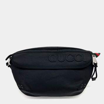 Gucci Black Leather Logo Belt Bag Small