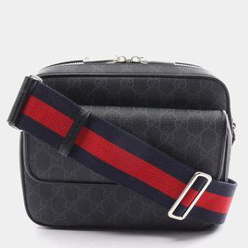 Pre Owned Gucci GG Supreme Small Canvas Leather Crossbody Bag
