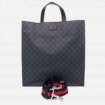 Pre Owned Gucci Soft GG Supreme Black Canvas Tote