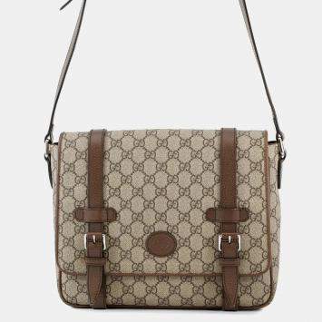 Pre Owned Gucci Gg Supreme Messenger Bag Red Gg Supreme Leather