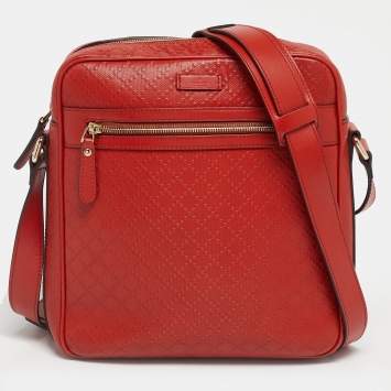 Pre Owned Gucci Orange GG Imprime Canvas and Leather Hilary Messenger Bag