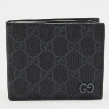Pre Owned Gucci Dark Grey GG Supreme Canvas GG Bifold Wallet