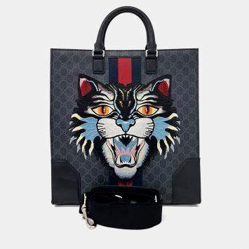 مملوكة مسبقًا حقيبة غوتشي من البولي فينيل كلوريد الرمادي للحمل على الكتف واليد