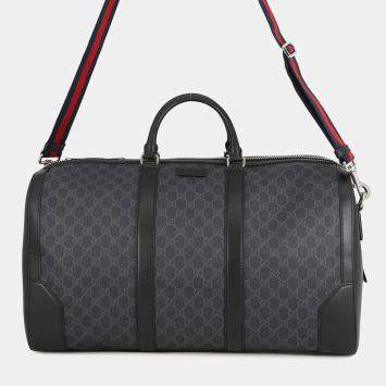 مملوكة مسبقًا Gucci Gg Supreme Travel Bag Black/Gray Gg Supreme Leather