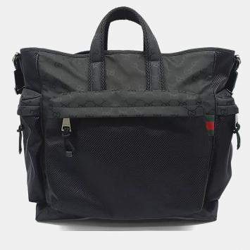 Pre Owned Gucci Large GG Black Nylon Tote Bag (818962)