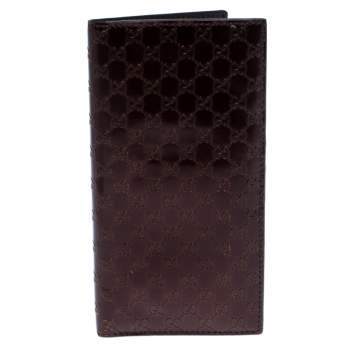 Pre Owned Gucci Maroon Microguccissima Leather Bifold Long Wallet