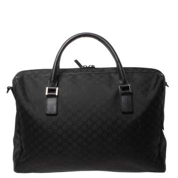 Pre Owned Gucci Black GG Nylon Weekender Travel Bag