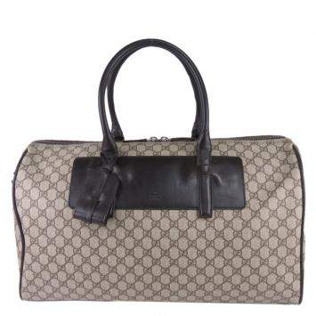 Pre Owned Gucci Brown GG Supreme Canvas Duffle Bag