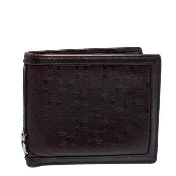 مملوكة مسبقًا Gucci Dark Brown Diamante Leather Bifold Wallet