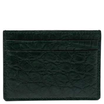 Pre Owned Gucci Dark Green Alligator Card Holder