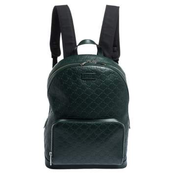Pre Owned Gucci Green Guccissima Leather Backpack