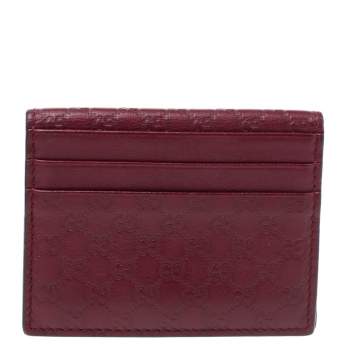 Pre Owned Gucci Burgundy Microguccissima Leather Bifold Card Holder