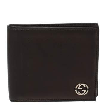 Pre Owned Gucci Black Leather GG Marmont Bifold Wallet