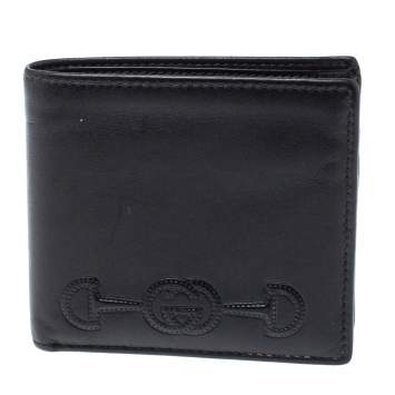 Pre Owned Gucci Black Leather Bifold Wallet