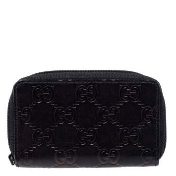 Pre Owned Gucci Black Guccissima Leather Coin Purse