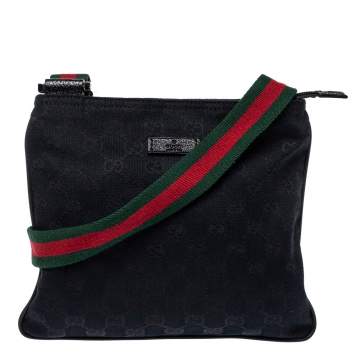 Pre Owned Gucci Navy Blue GG Canvas Small Vintage Web Messenger Bag